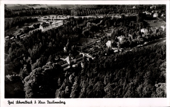 Postcard Bad Schwalbach im Taunus, aerial photograph of Haus Paulinenberg