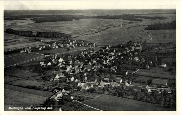 Ak Mietingen Oberschwaben, Luftaufnahme von  Felder, Häuser, ländliche Umgebung