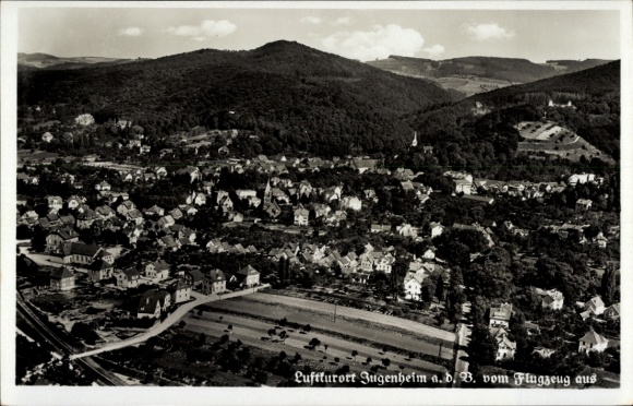 Postcard Jugenheim an der Bergstraße Hessen, aerial photograph, climatic health resort