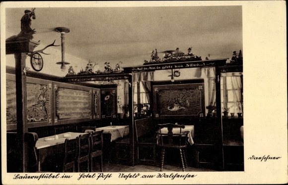 Postcard Urfeld Kochel am See Oberbayern, Hotel Post, Bauernstübel