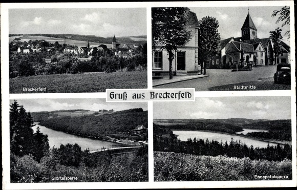 Ak Breckerfeld im Sauerland, Stadtmitte, Ennepetalsperre, Glörtalsperre