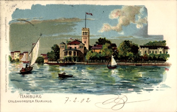 Artist Chromo-Litho Hamburg Nord Uhlenhorst, Uhlenhorster Fährhaus