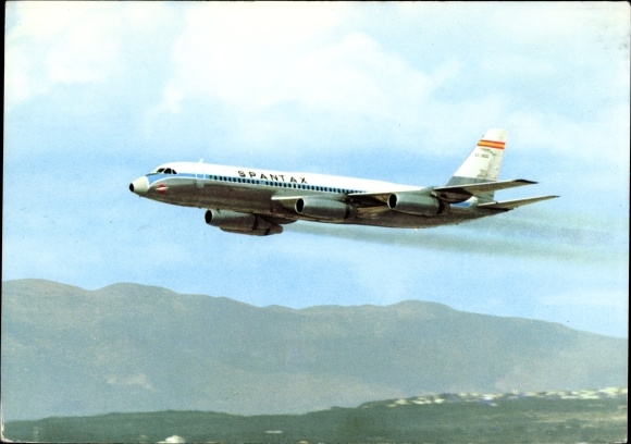 Postcard Spanish Passenger Aircraft, Spantax, Convair CV 990 A Coronado