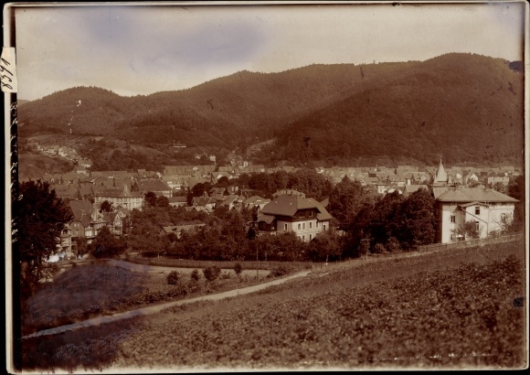 foto Bad Lauterberg im Harz, uitzicht vanaf Kirchberg, omstreeks 1920