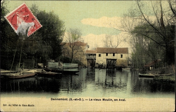 Postcard Dennemont Yvelines, The Old Mill, Downstream