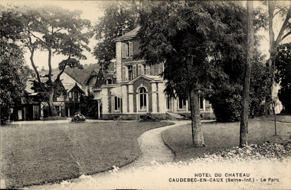 Ak Caudebec en Caux Seine Maritime, Hotel du Chateau, Park