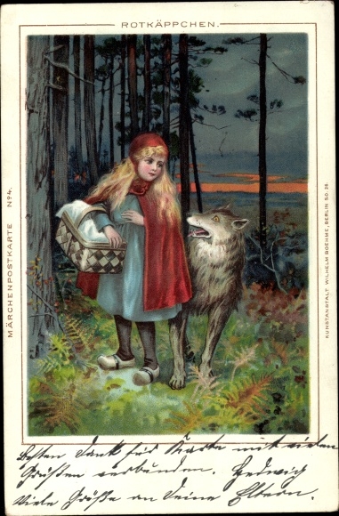 Chromo-Litho Fairy Tale, Little Red Riding Hood and the Big Bad Wolf, Brothers Grimm