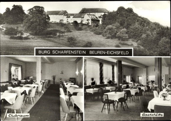 KP Beuren Leinefelde w Eichsfeld w Turyngii, zamek Scharfenstein, sala klubowa, restauracja