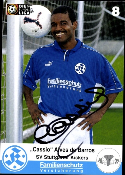 Karta autografu piłkarza Cassio Alvesa de Barrosa, SV Stuttgarter Kickers, autograf