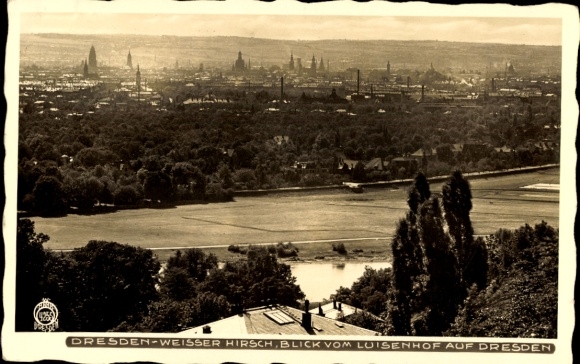 Ak Dresden Weißer Hirsch, Blick vom Luisenhof auf  Weisser Hirsch, Skyline