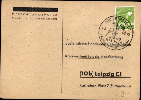Artist PC Schumer, May 1, 1947, holiday of the workers of all countries, Leipzig, GDR