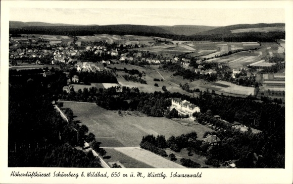 Postcard Schömberg in the Black Forest Württemberg, landscape view, mountain health resort, Black Forest, black