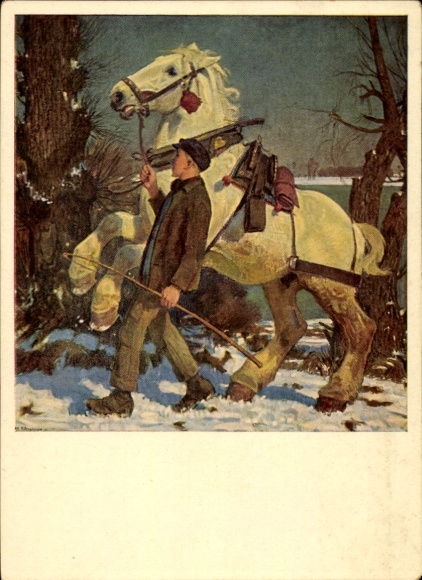 Künstler Ak Junghanns, J. P., Der lustige Schimmel, Mann mit Pferd, HDK 169