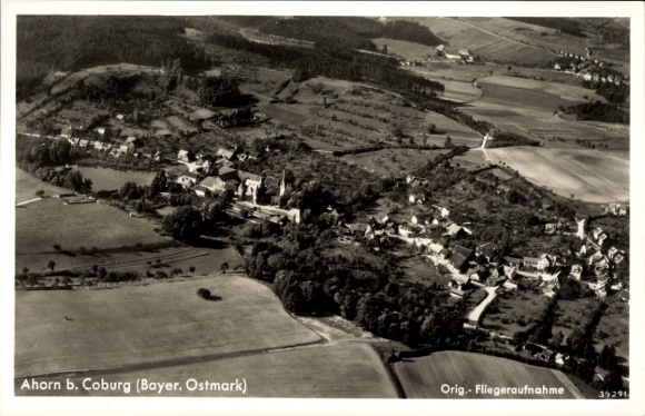 Postcard Ahorn in Upper Franconia, aerial photograph