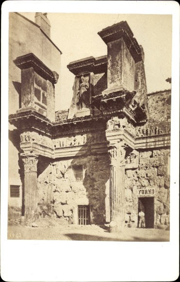 Cabinet photo Roma Rome Lazio, Roman ruins, Temple of Minerva, photographer Enrico Verzaschi