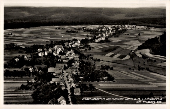 Postcard Simmersfeld in the Black Forest, aerial photograph