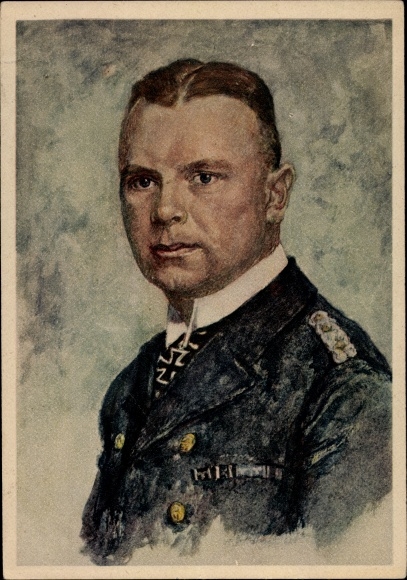 Artist PC Graf, Captain Fritz Bonte, Knight's Cross recipient of the Navy, portrait