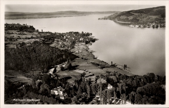 Postcard Marbach Wangen am Untersee Öhningen in Baden, aerial photograph