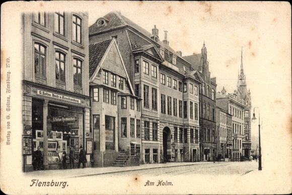Ak Flensburg in Schleswig Holstein, Stadtansicht, Am Holm, alte Gebäude, Verlag G. Soltau