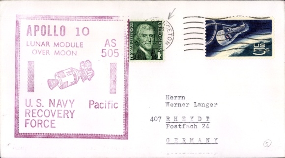Brief Raumfahrt USA, Apollo 10, AS 505, USS Princeton