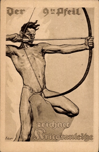 Artist Postcard Erler, Draws War Bond, The Ninth Arrow, Archer
