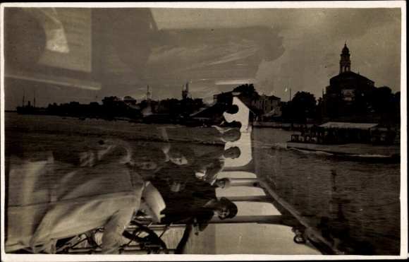 Photo Postcard double exposure, people, city view