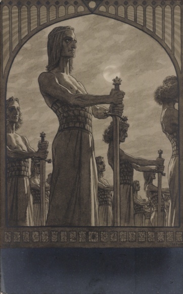 Art Nouveau Artist Postcard Fidus, Schwertwache, No. 1