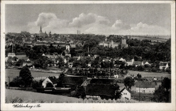 Picture of Waldenburg in Saxony, atmospheric townscape, mountains, church, architecture