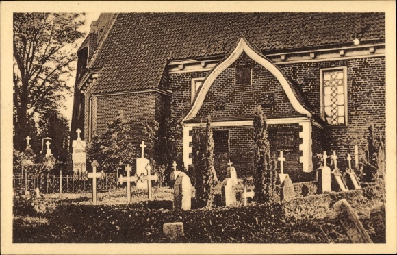 Ak Barkau Kirchbarkau in Holstein, Friedhof an der Kirche, Fensterkreuz