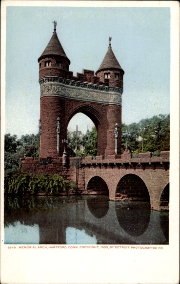 Briefkaart Hartford Connecticut de VS, Herdenkingsboog