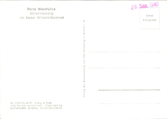 Postcard Porta Westfalica on the Weser, aerial photograph
