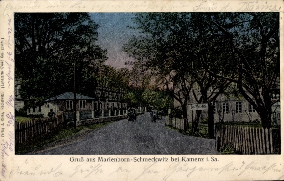 Luna Postcard Bad Marienborn Schmeckwitz Räckelwitz Upper Lusatia, street, houses