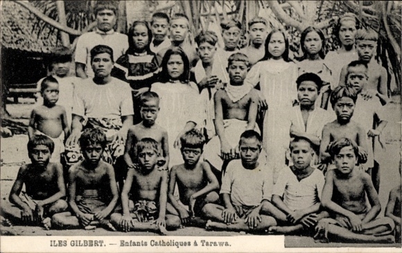 Ak Iles Gilbert Gilbertinseln Kiribati, Enfants Catholiques à Tarawa