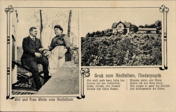 Postcard Dresden Niederpoyritz, Staffelstein, landlord and landlady