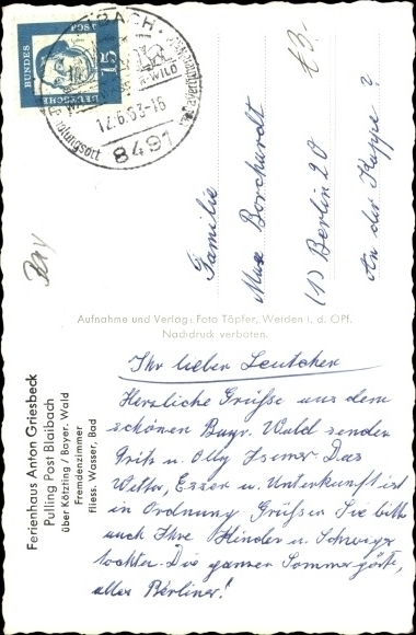 Postcard Blaibach in the Bavarian Forest Upper Palatinate, house Anton Griesbeck