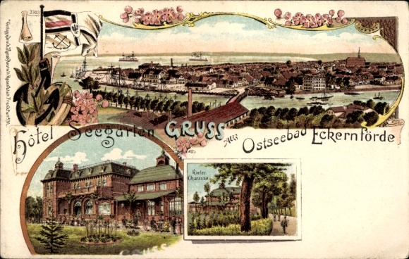 Litho Ostseebad Eckernförde, Panorama, Hotel Seegarten, Kieler Chaussee