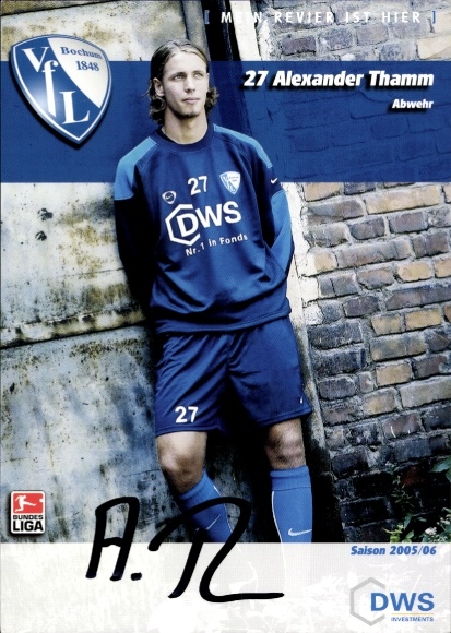 Autograph card footballer Alexander Thamm, VfL Bochum, autograph