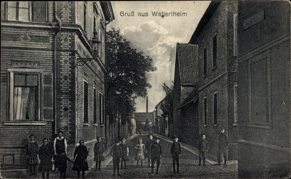 Ansichtkaart Wallertheim in Rheinhessen, straatdeel, kinderen