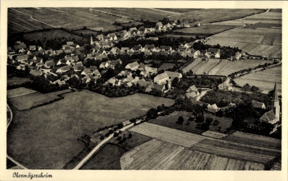 Postcard Obermögersheim Wassertrüdingen in Middle Franconia, aerial photograph