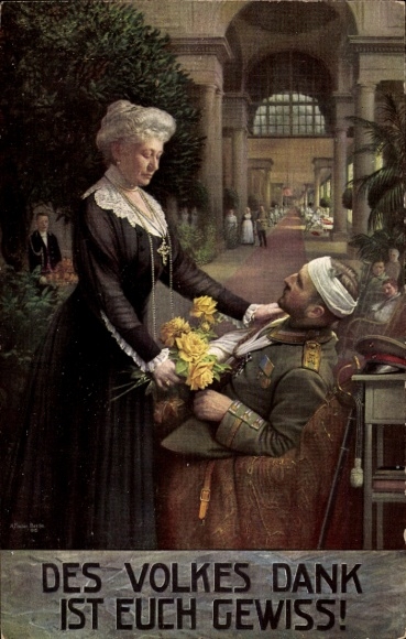 Artist Postcard Fischer, The people's thanks are certain, Empress Auguste Viktoria visits the hospital