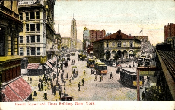Postcard New York City USA, Harald Square, Times Building