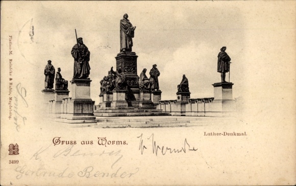 Worms am Rhein, Luther Memorial, several statues, scenery