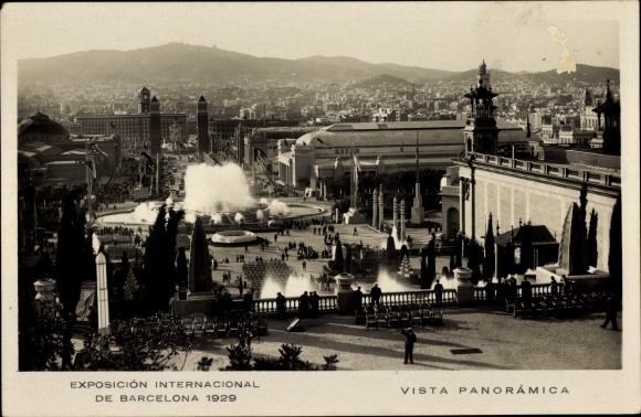 PC Barcelona Catalonia Spain, International Exhibition 1929, panoramic view