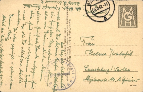 Song Postcard Brave Little Soldier's Wife, Carl Sträßer, Wehrmacht