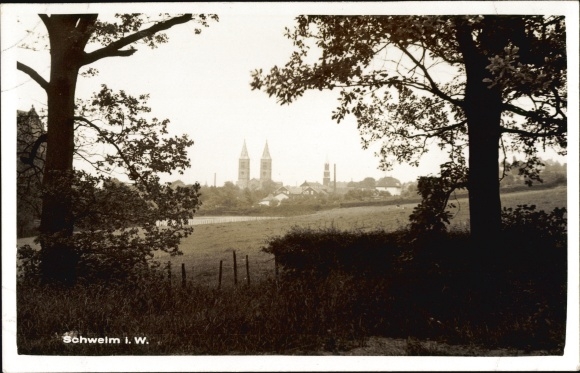 Ak Schwelm in Westfalen, uitzicht in de verte, kerktorens