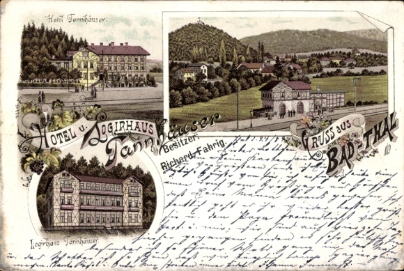 Chromo-Litho Bad Thal Ruhla in Thuringia, Hotel Tannhäuser, Logirhaus