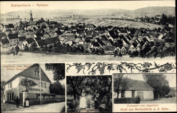 Ak Bretzenheim an der Nahe, algemeen beeld, Gasthaus zum Jägerhof, danszaal, tuin