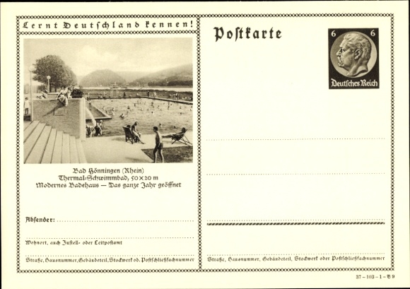 Postal stationery PC Bad Hönningen am Rhein, thermal swimming pool