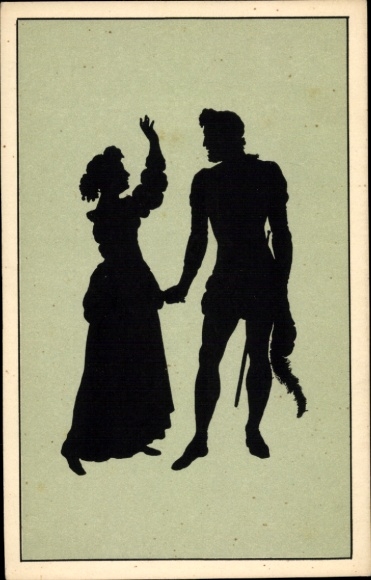 Paper cutting artist Postcard Konewka, Paul, Kunstwart No. 38, Lysander and Hermia