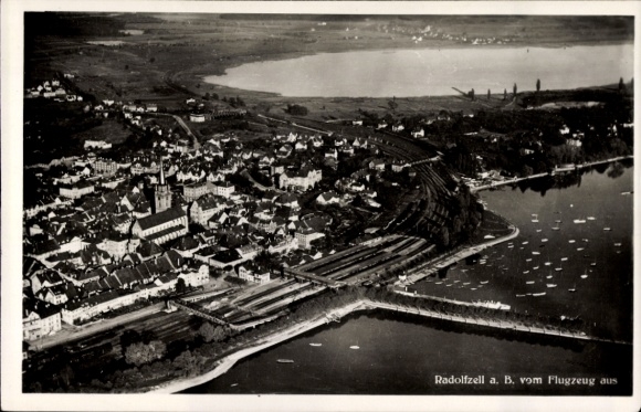 Postcard Radolfzell am Bodensee, view of the town, aerial photograph